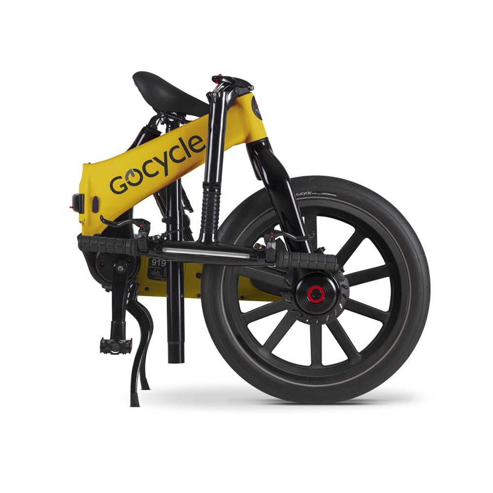 GoCycle G4i+ - Yellow (fold view) - Sevenoaks Electric Bikes